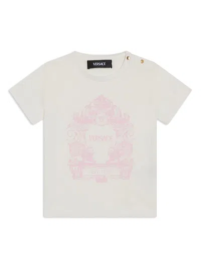 Versace Kids' Stemma Logo T-shirt In White