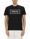 Versace Tshirt With 90s Vintage Embroidered Logo In Black