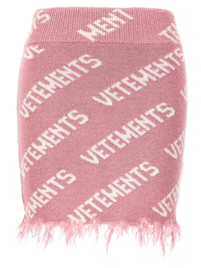 Vetements Light Pink Iconic Lurex Monogram Skirt