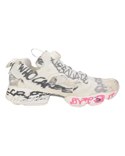 Vetements X Reebox Instapump Fury Sneakers In White Nylon In Pink