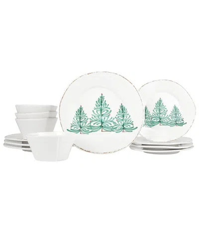Vietri Melamine Lastra Holiday Twelve-piece Place Setting In White