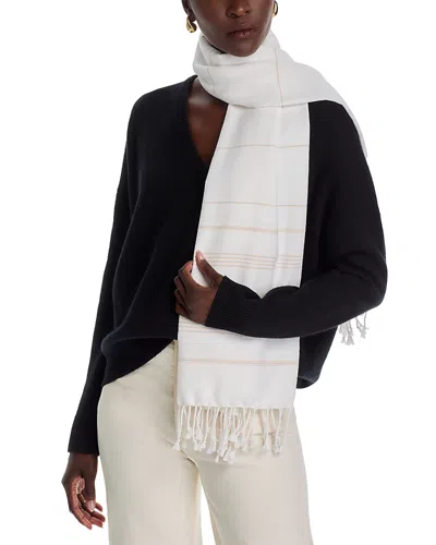 Vince Cotton & Cashmere Striped Wrap In Tusk
