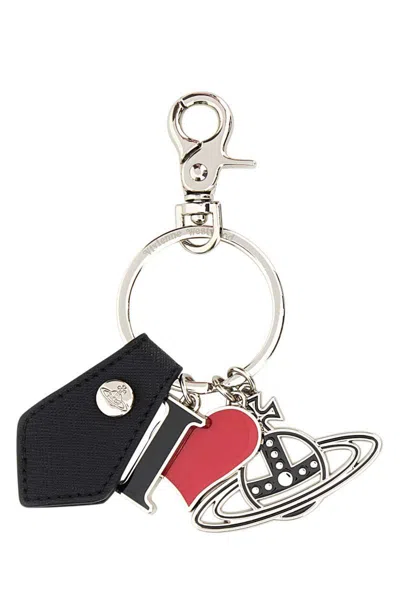 Vivienne Westwood Multicolor Metal Keyring In Black