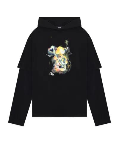 We11 Done Teddy Bear Layered Hoodie In Black