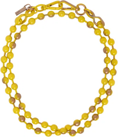 We11 Done Yellow & Bronze Colored Ball Chain Necklace