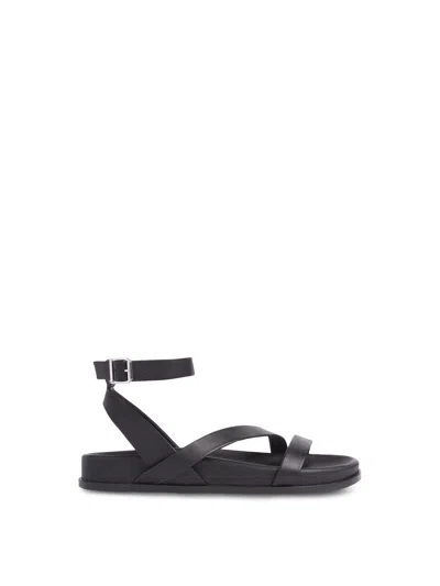 Whistles Gaia Asymmetric Strappy Leather Sandals In Black