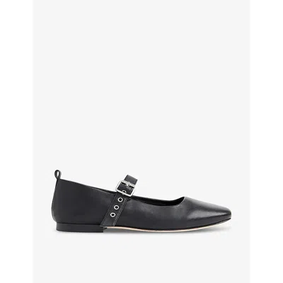 Whistles Womens Black Elba Eyelet-embellished Leather Ballet Flats