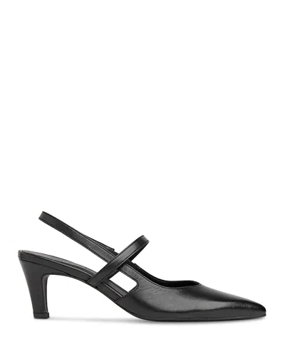 Whistles Womens Black Cecily Pointed-toe Leather Heeled Slingbacks
