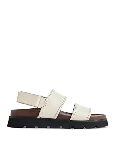Whistles Womens Cream Ruben Whipstitch Flat Leather Sandals