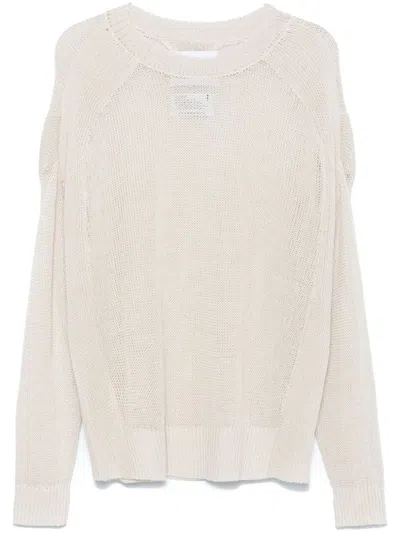 White Mountaineering Pullover Mit Lochstrickmuster In Nude
