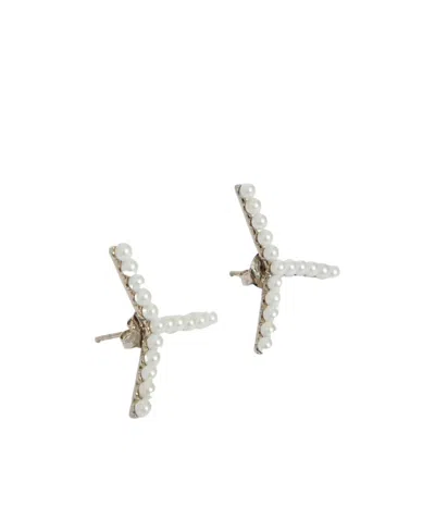 Y/project Mini Y Faux Pearl-embellished Earrings In White