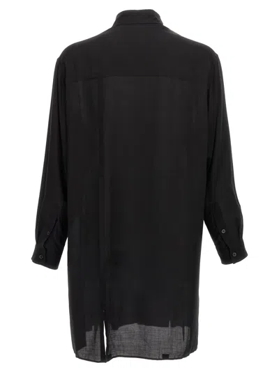 Yohji Yamamoto Cellulose Lawn Zip Button Blouse Shirt In Black