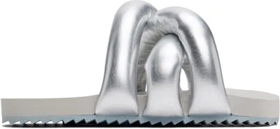 Yume Yume Silver Tyre Slides In Silver Vegan Leather