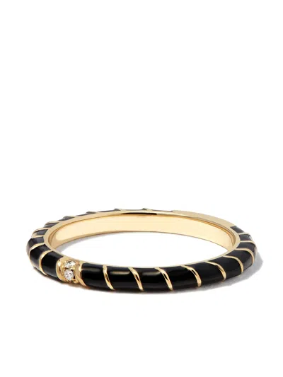 Yvonne Léon 9k Yellow Gold Alliance Enamel Diamond Ring