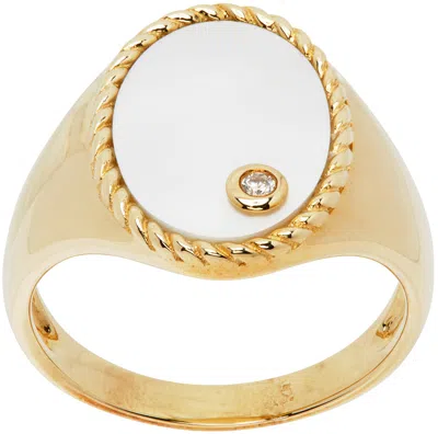 Yvonne Léon Gold Chevaliere Ovale Ring In 9k Yellow Gold