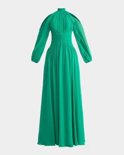 Zac Posen Wicked X  Cold-shoulder Chiffon Gown In Aurora