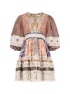 ZIMMERMANN DEVI SPLICED BILLOW LINEN MINI DRESS