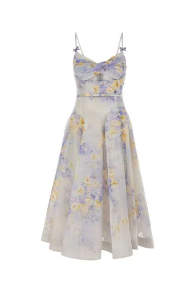 ZIMMERMANN ZIMMERMANN WHITE MIDI DRESS WITH HEART-SHAPED NECKLINE