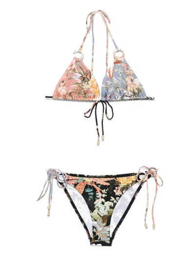 Zimmermann Tallow Printed Bikini Set In Multi