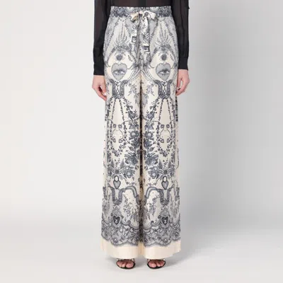 Zimmermann Wide Crush Trousers In Silk Women In Cream