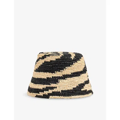 Zimmermann Womens Black Zebra Printed Raffia Bucket Hat