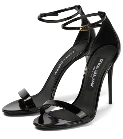 Shop Dolce & Gabbana Patent Leather Sandals In Nero