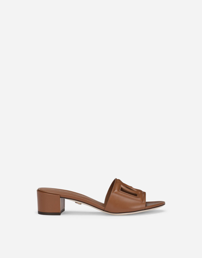 DOLCE & GABBANA CALFSKIN MULES WITH DG MILLENNIALS LOGO 