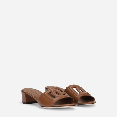 DOLCE & GABBANA CALFSKIN MULES WITH DG MILLENNIALS LOGO 