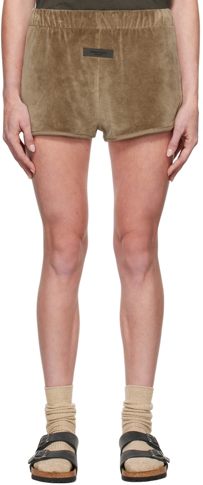 ESSENTIALS BROWN PATCH SHORTS 