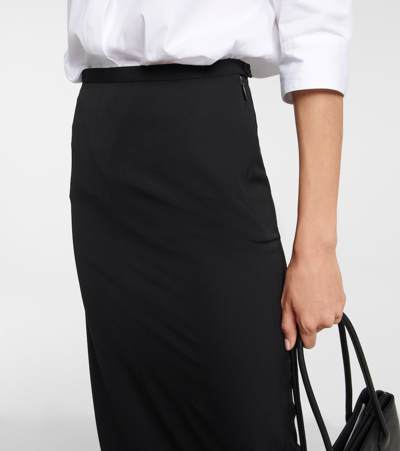 The Row Parma Stretch Virgin Wool Midi Skirt In Black