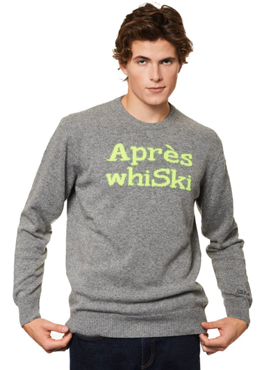 Mc2 Saint Barth Whi-ski Blended Cashmere Mans Sweater In Grey