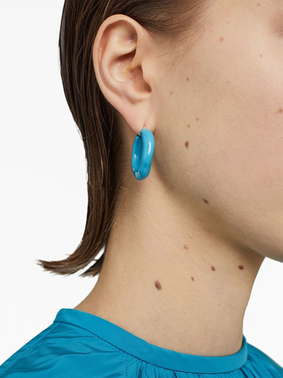 Jil Sander Chunky Hoop Design Earrings In Blue