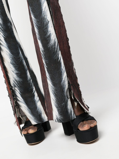 Shop Roberto Cavalli Animal-print Lace-up Trousers In Black