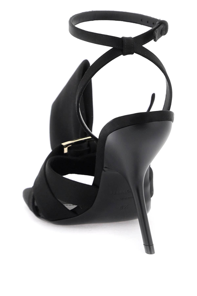 Shop Ferragamo Sandals With Asymmetric Bow In Black