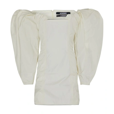 Shop Jacquemus La Robe Taffetas In Off_white