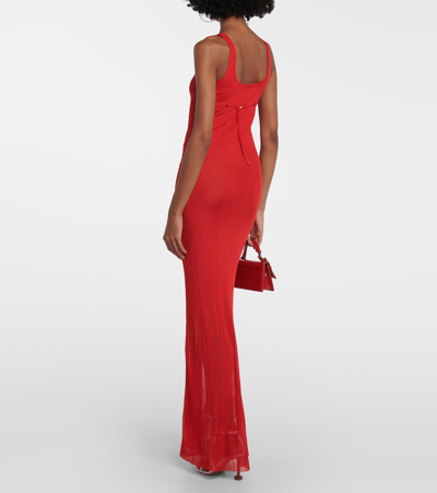 JACQUEMUS LA ROBE MAILLE ORANGER加长连衣裙 