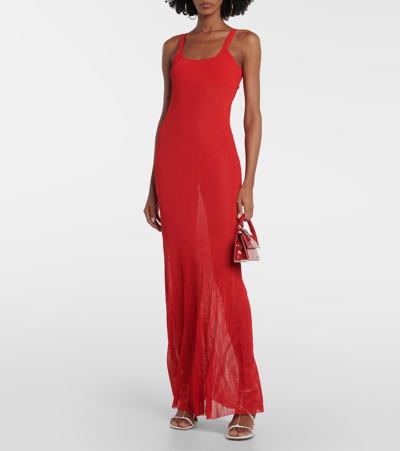 JACQUEMUS LA ROBE MAILLE ORANGER加长连衣裙 