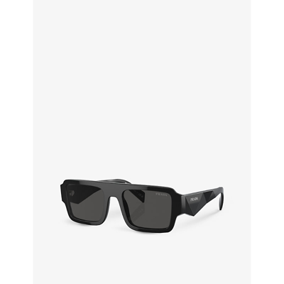 Prada Womens Black Pr A05s Rectangle-frame Acetate Sunglasses In Black