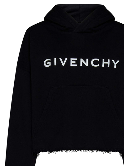 Givenchy Black Archetype Short Sweatshirt With Logo In Negro