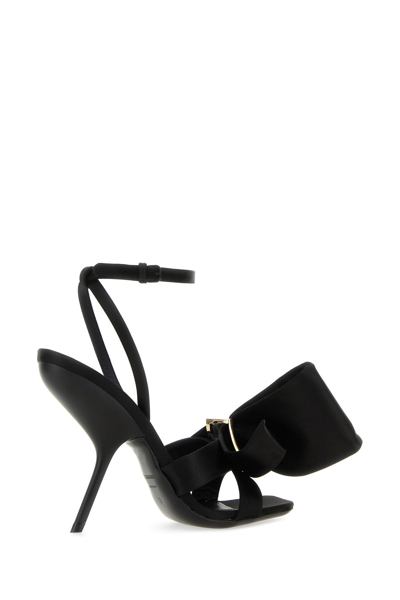 Shop Ferragamo Salvatore  Black Satin Sandals