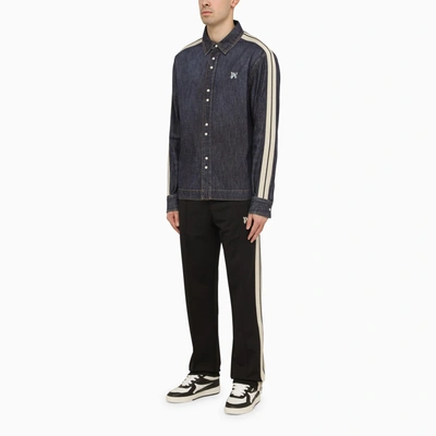 Shop Palm Angels Blue Denim Monogram Shirt Jacket