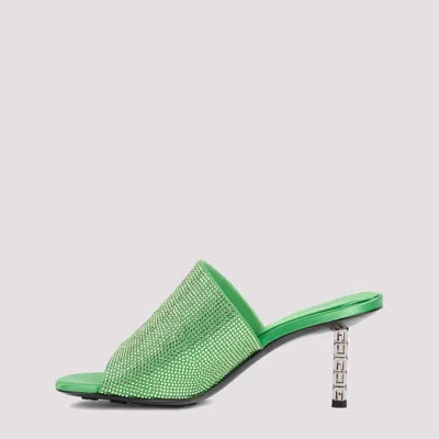 Shop Givenchy G Cube Satin Flat Sandals With Strass In Green