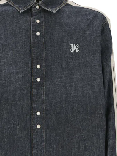 Shop Palm Angels Pmye049 R24 Den001 Man Blue Off W Jacket