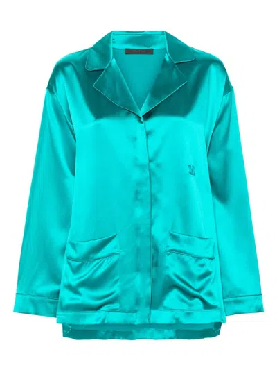 Max Mara Elegante Vasaio Silk Pajama Shirt In Green