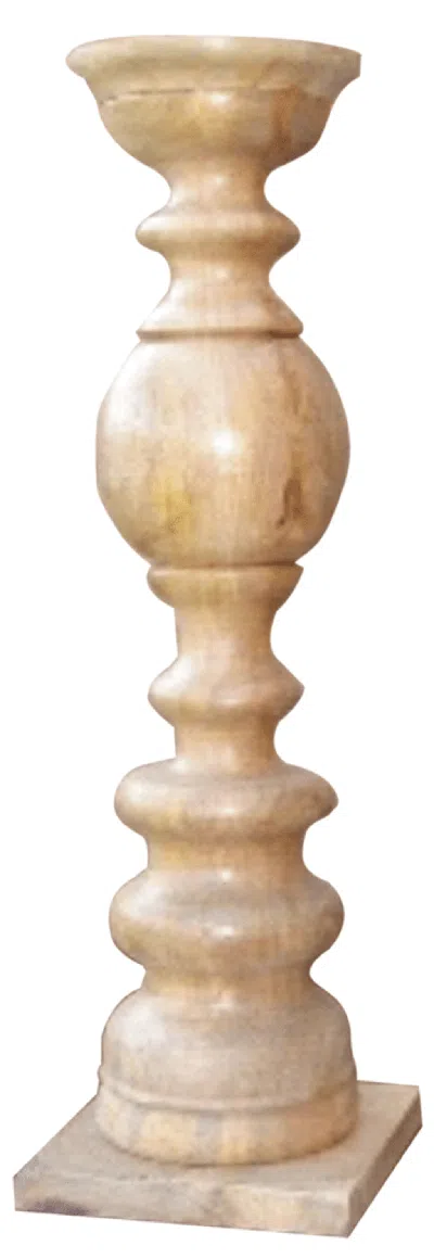 Homezia 29" Natural Floor Solid Wood Candle Holder
