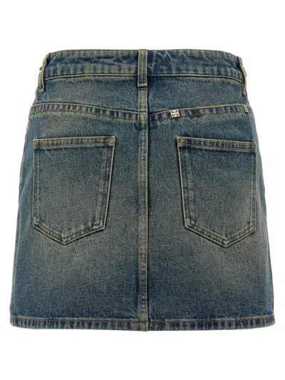 Givenchy Blue Chain Link Denim Miniskirt In Blue