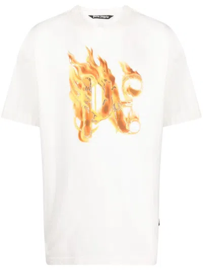 Shop Palm Angels Burning Pa-print T-shirt In White
