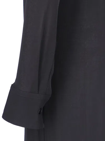 Jil Sander Sheer Fabric Knee Length Dress With Cuffed Sleeves In Black