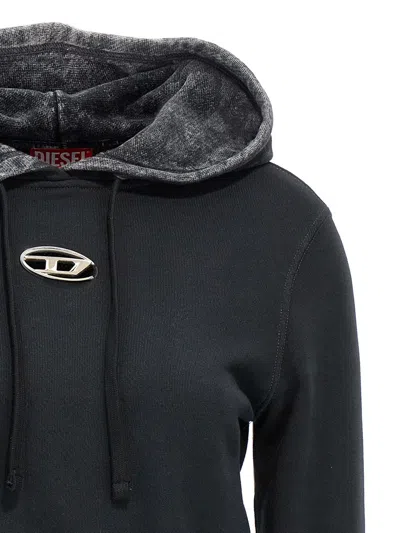 Diesel F-slimmy-hood-p5 Cropped Hoodie In Black