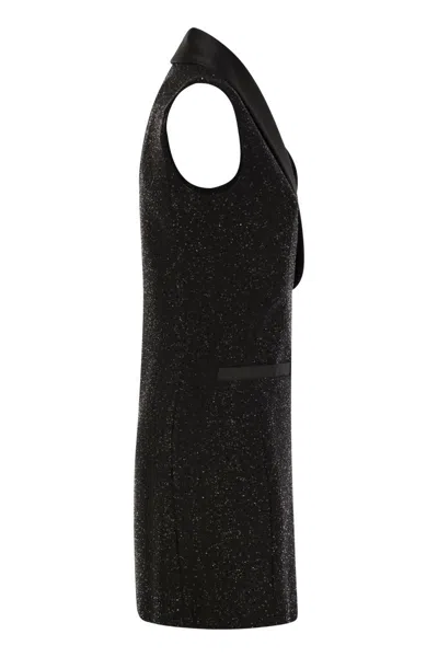Shop Max Mara Elegantly Embellished Sleeveless Mini Robe Dress In Black
